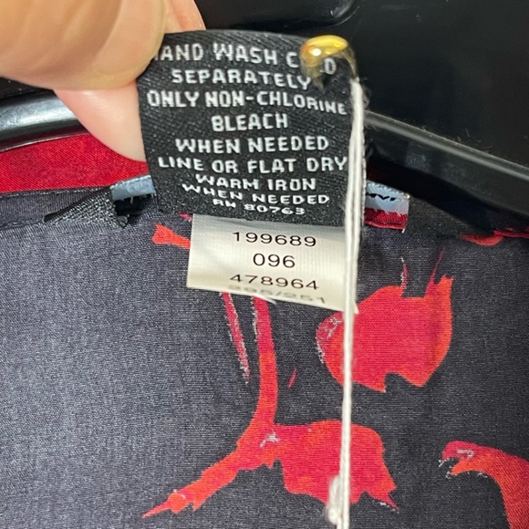 Moda International NWT Floral 100% Silk Wrap Dress Size 10 Black & Red Witchy - Picture 11 of 16